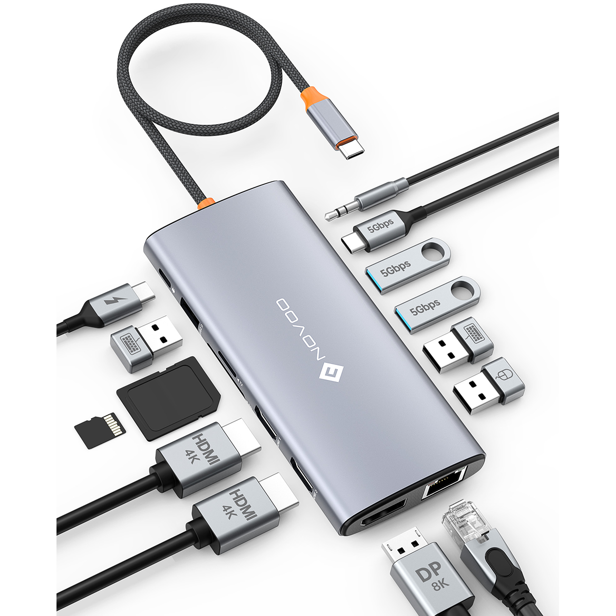 NOVOO 14-IN-1 USB C Docking Station DP Dual HDMI