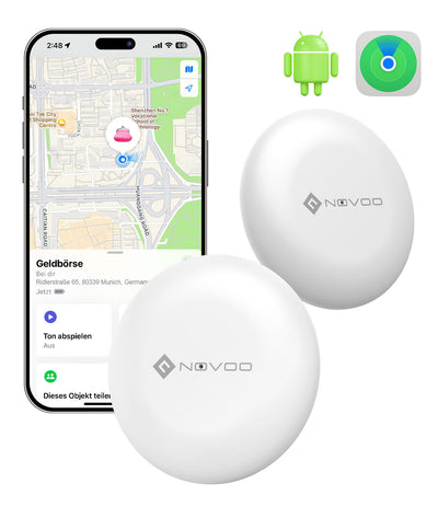 NOVOO Smart Tag Mini Item Tracker Dual System Support - iOS/Android, Works with Apple Find My and Google Find Hub