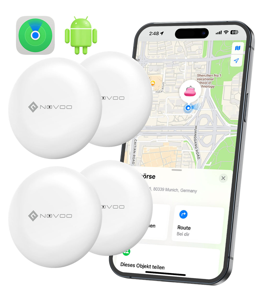 NOVOO Smart Tag Mini Item Tracker Dual System Support - iOS