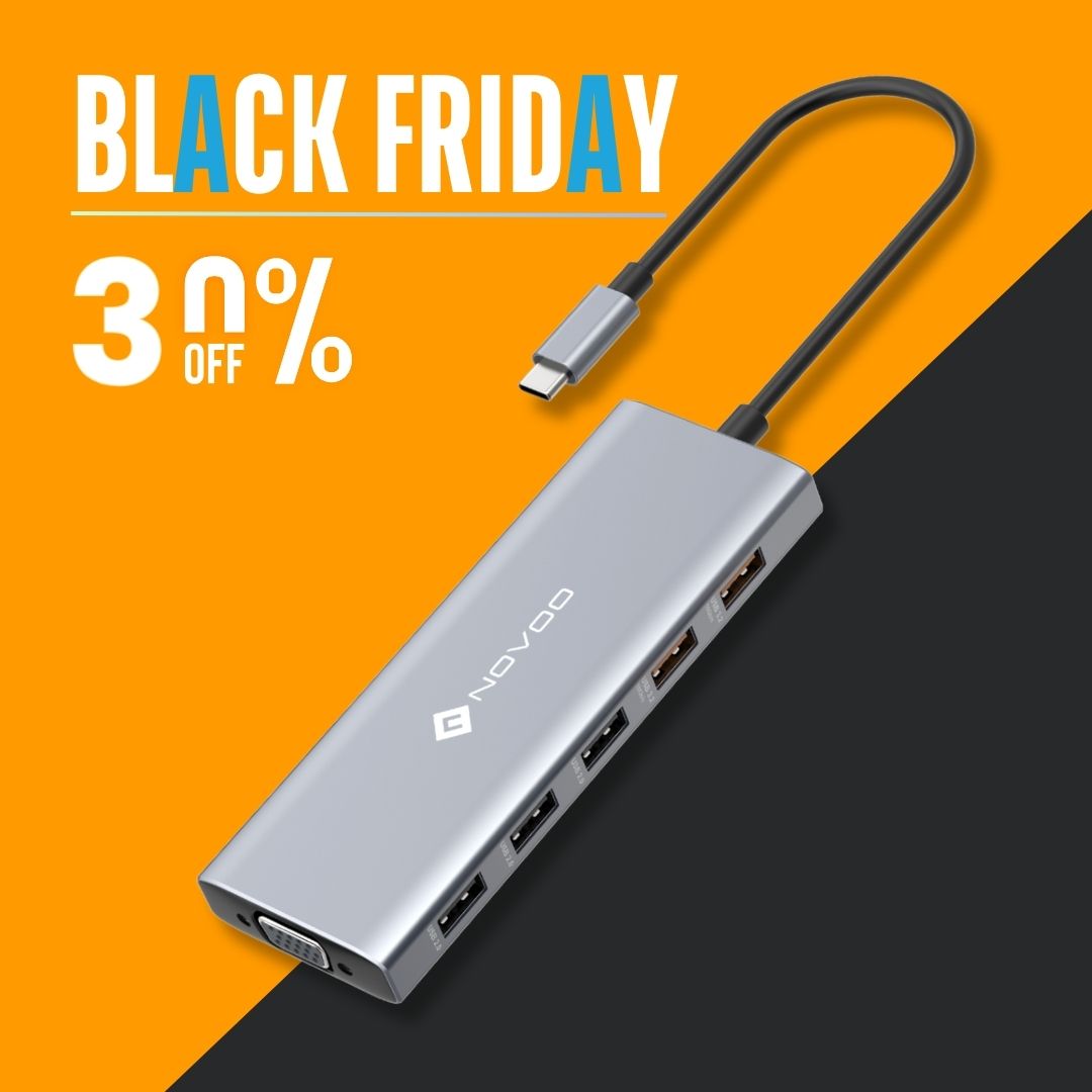 NOVOO RM12H 12-IN-1 10Gbps USB C Laptop Docking Station Triple Display