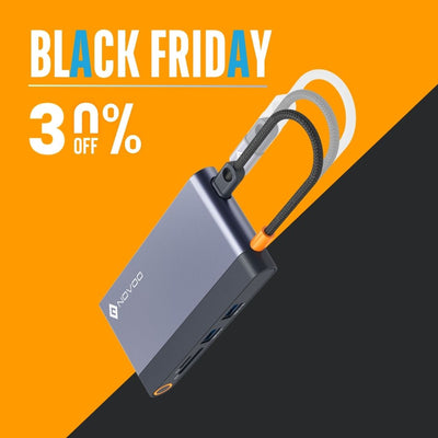 NOVOO RM8F Pro 8-in-1 USB-C Hub Laptop Docking Station, Dual Monitor Adapter with 2x 4K@60Hz HDMI