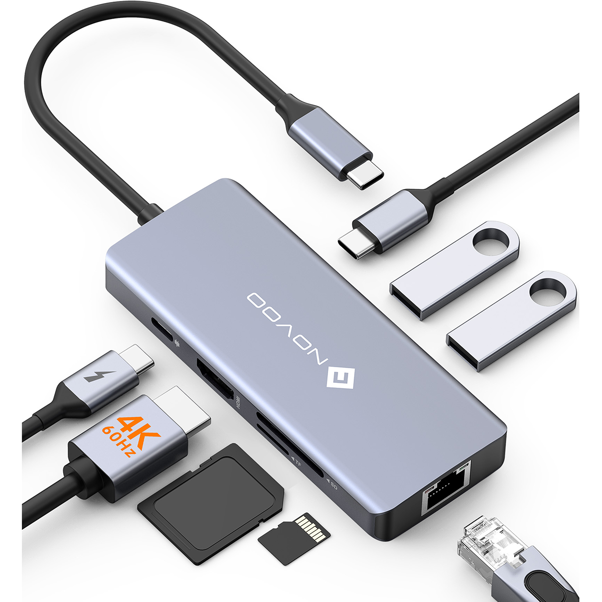 NOVOO 8 IN 1 R8C Pro USB C HUB