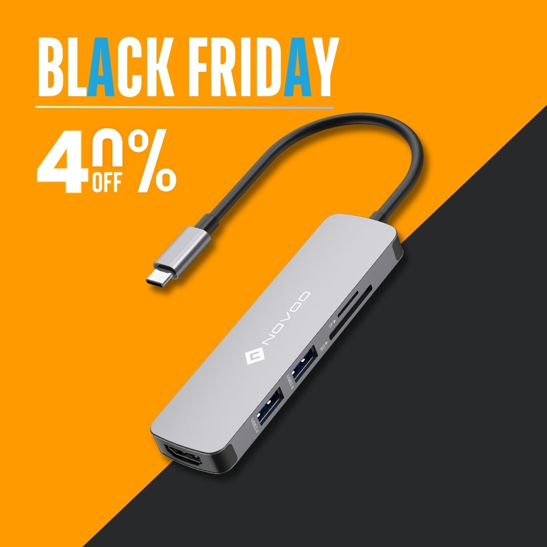 NOVOO R5 5-IN-1 USB C HUB Multiport Adapter with 4K HDMI, 2 Port USB 3.0 Data Transfer, SD/microSD/TF Card Reader