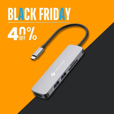 NOVOO R5 5-IN-1 USB C HUB Multiport Adapter with 4K HDMI, 2 Port USB 3.0 Data Transfer, SD/microSD/TF Card Reader