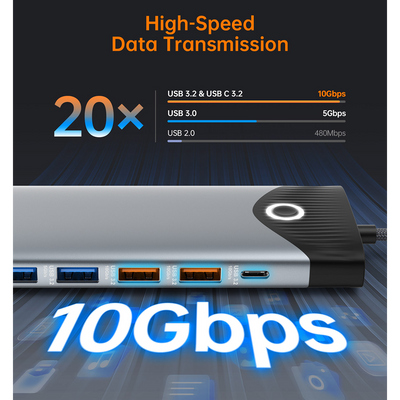 NOVOO TM15H 15-in-1 USB C Docking Station with Screen On/Off Button, Dual 4K HDMI, VGA, 10Gbps USB 3.2, Gigabit Ethernet, 100W PD, SD/TF Reader, Laptop MacBook Pro M4 Dell HP Lenovo