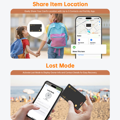 NOVOO Wireless Charging Wallet Tracker Card, Smart Bluetooth Item Tag, Works with Apple Find My(iOS only)