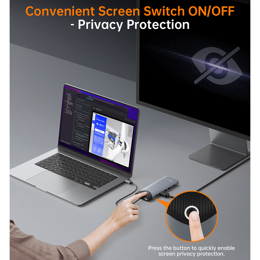 NOVOO TM15H 15-in-1 USB C Docking Station with Screen On/Off Button, Dual 4K HDMI, VGA, 10Gbps USB 3.2, Gigabit Ethernet, 100W PD, SD/TF Reader, Laptop MacBook Pro M4 Dell HP Lenovo