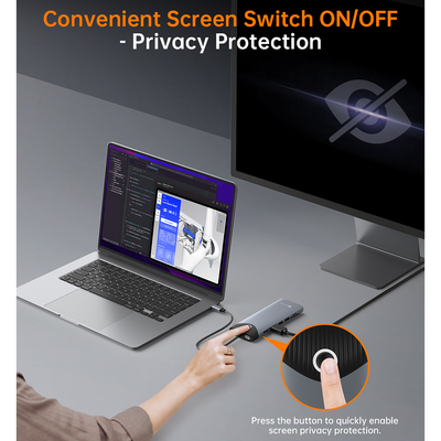 NOVOO TM15H 15-in-1 USB C Docking Station with Screen On/Off Button, Dual 4K HDMI, VGA, 10Gbps USB 3.2, Gigabit Ethernet, 100W PD, SD/TF Reader, Laptop MacBook Pro M4 Dell HP Lenovo