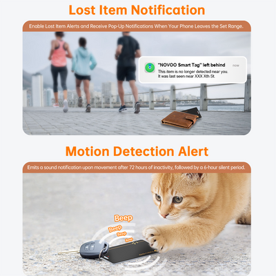 NOVOO Wireless Charging Wallet Tracker Card, Smart Bluetooth Item Tag, Works with Apple Find My(iOS only)