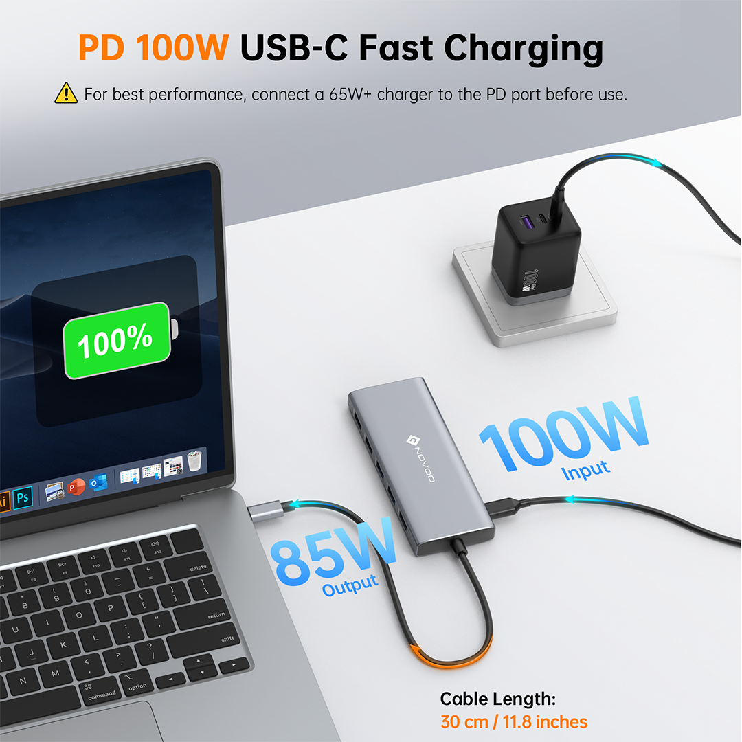 NOVOO Multiport Docking Station 12 in 1, USB C Hub auf Dual HDMI, USB x 4, PD 100 W, Ethernet RJ45, SD/TF-Kartenleser, Dockingstation für MacBook Air Pro HP Dell XPS NOVOO Multiport Docking Station 12 in 1, USB C Hub auf Dual HDMI, USB x 4, PD 100 W, Ethernet RJ45, SD/TF-Kartenleser, Dockingstation für MacBook Air Pro HP Dell XPS