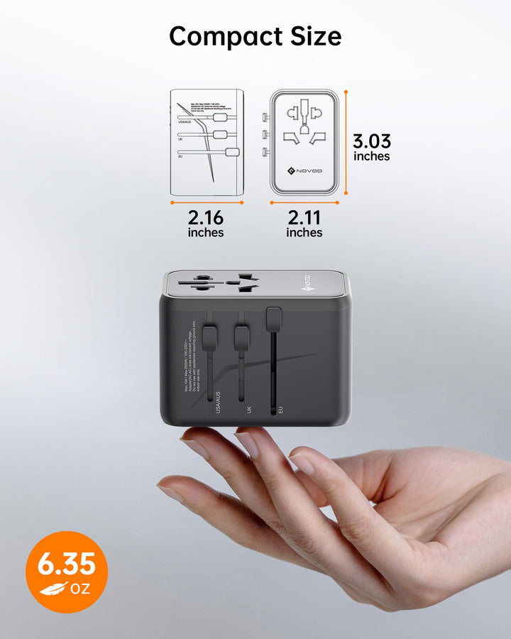 NOVOO RG70 GaNIII 70W Universal Travel Adapter Worldwide Essentials Po