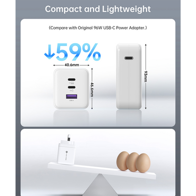 NOVOO 100W USB C GaN III Fast Charger Block with 3 Ports, PD 3.0 & PPS, Compact Power Adapter AU Plug for MacBook, iPhone 16/15 Pro, Galaxy S25/S24 Ultra, iPad Pro, Dell XPS 13 – White