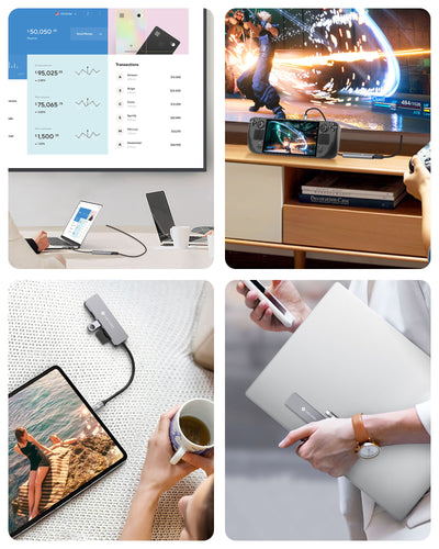 NOVOO R5 5-IN-1 USB C HUB Multiport Adapter with 4K HDMI, 2 Port USB 3.0 Data Transfer, SD/microSD/TF Card Reader