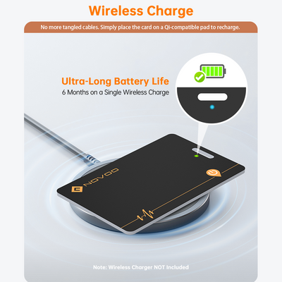 NOVOO Wireless Charging Wallet Tracker Card, Smart Bluetooth Item Tag, Works with Apple Find My(iOS only)