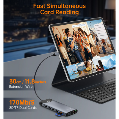 NOVOO TM15H 15-in-1 USB C Docking Station with Screen On/Off Button, Dual 4K HDMI, VGA, 10Gbps USB 3.2, Gigabit Ethernet, 100W PD, SD/TF Reader, Laptop MacBook Pro M4 Dell HP Lenovo