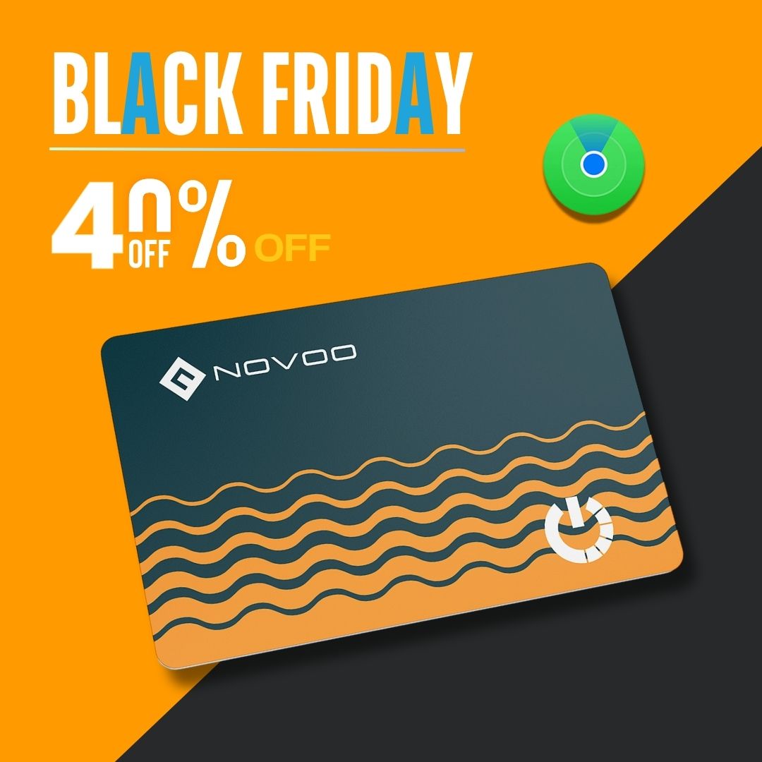 NOVOO Smart Bluetooth Wallet Tracker Card  Works with Apple Find My(iOS Only) - Blue Color