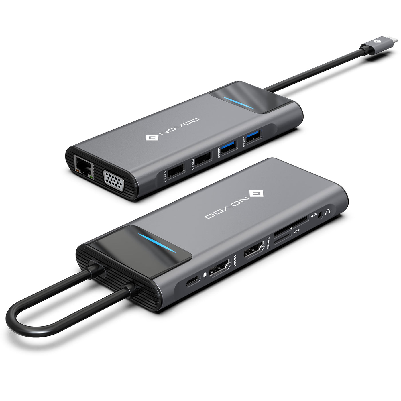 NOVOO 12 in 1 USB C HUB With LED Screen - NOVOO