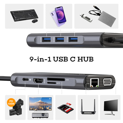 NOVOO 9 in 1 USB C HUB With LED Screen - NOVOO