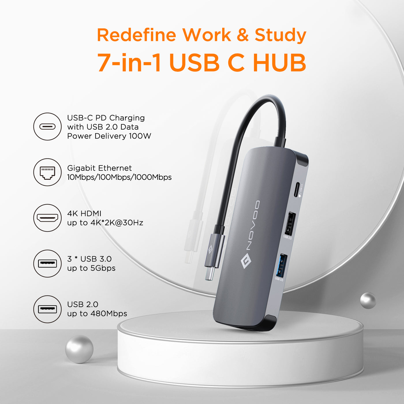 NOVOO 7 in 1 USB C HUB - NOVOO