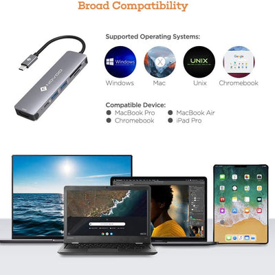 6 in 1 Aluminum USB-C Adapter with HDMI 4K Adapter - NOVOO