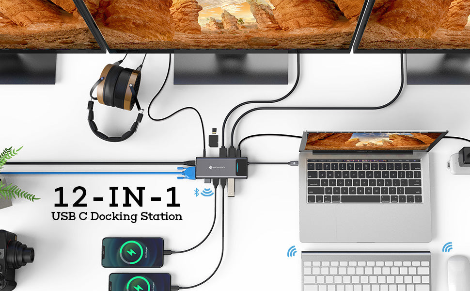 NOVOO 12 in 1 USB C HUB With LED Screen - NOVOO